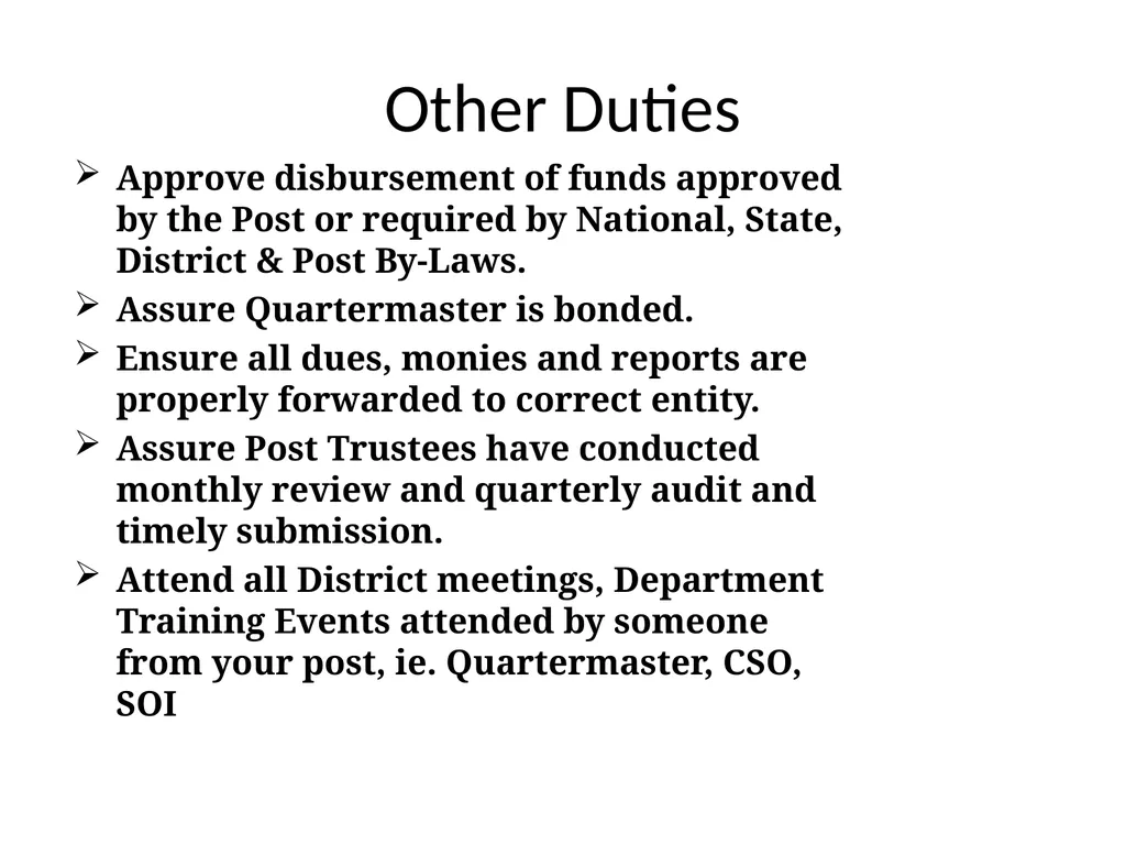 Post/District Commander Florida VFW Officer - slide 23 of 32