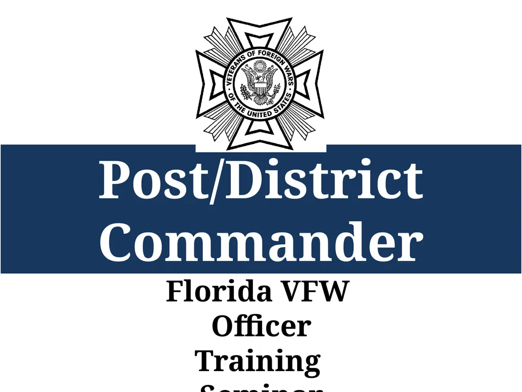 Post/District Commander Florida VFW Officer - slide 1 of 32