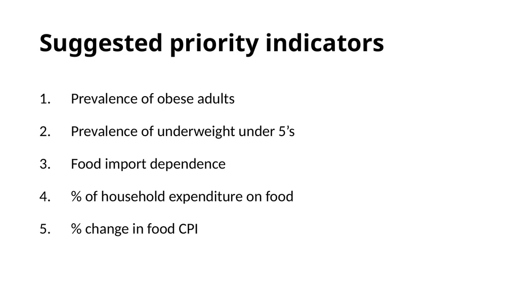 Pacific Food Security Indicators A framework for - slide 9 of 12
