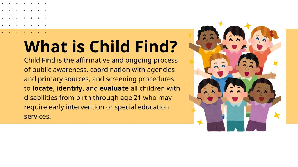 CHILD FIND Locate, Identify, Evaluate 2026-2027 - slide 3 of 30