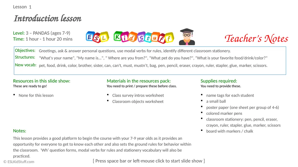 Introduction lesson Greetings, ask & answer - slide 1 of 19
