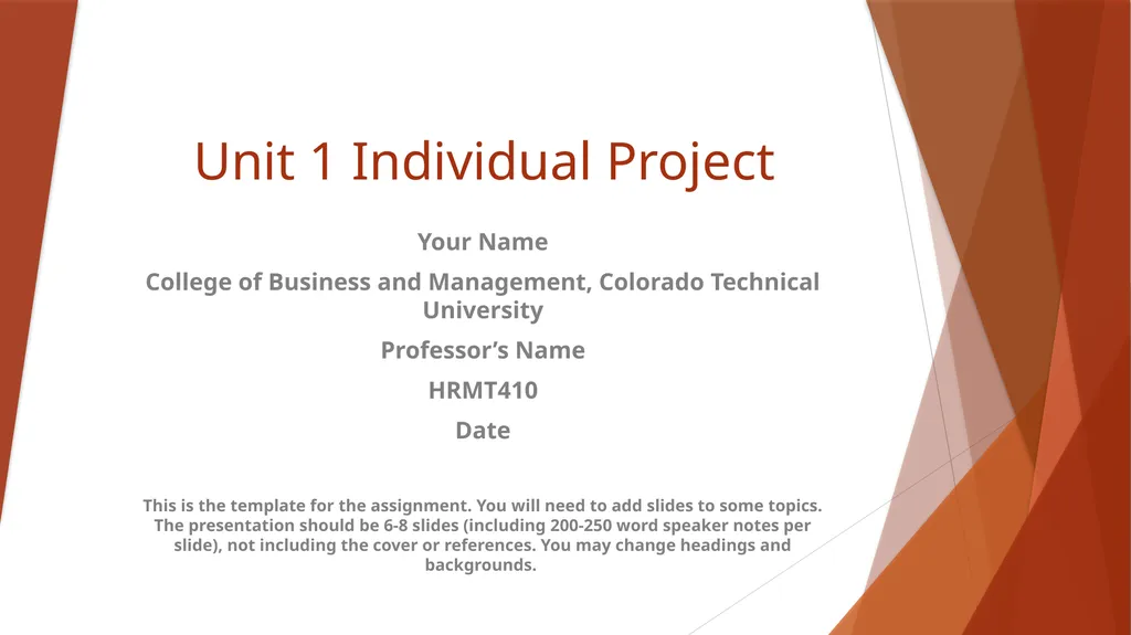 Unit 1 Individual Project Your Name College of - slide 1 of 9