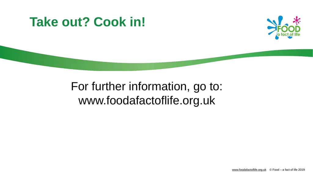 Take out? Cook in! Aims and objectives Aim To make - slide 14 of 14