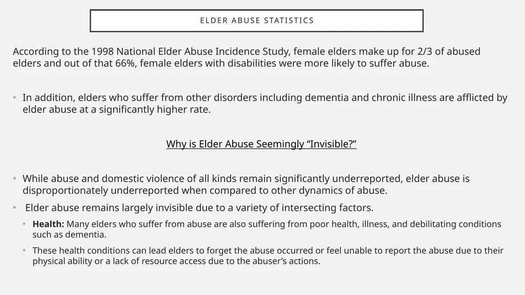 Elder abuse definition, risk factors, warning - slide 5 of 10