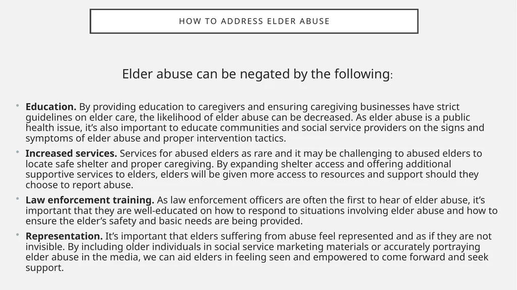Elder abuse definition, risk factors, warning - slide 10 of 10