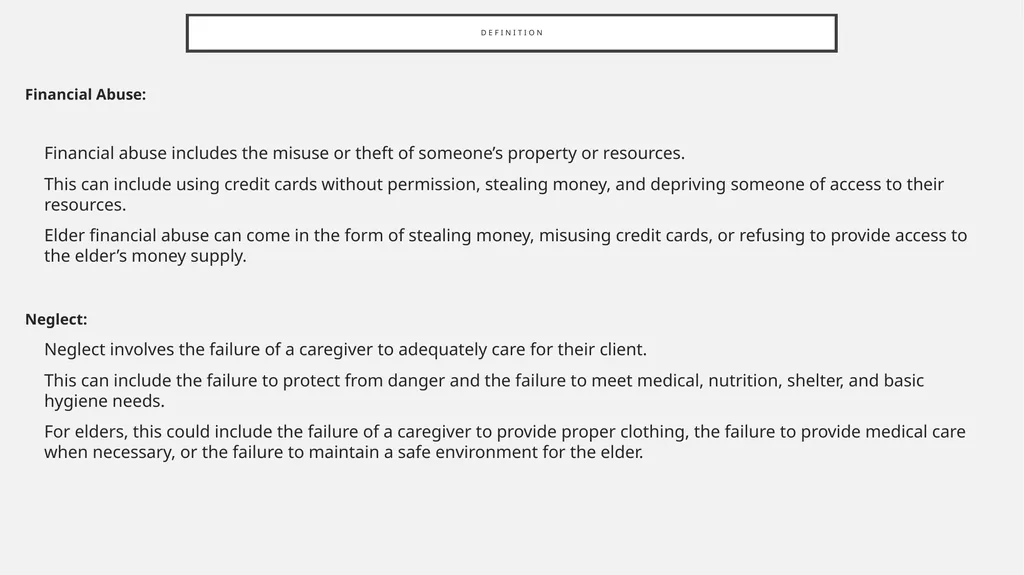 Elder abuse definition, risk factors, warning - slide 3 of 10