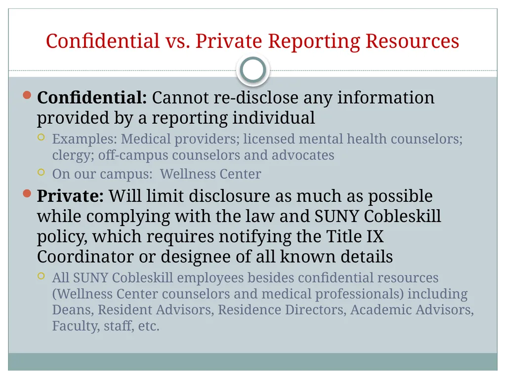 Title IX training for SUNY Cobleskill Student - slide 31 of 36