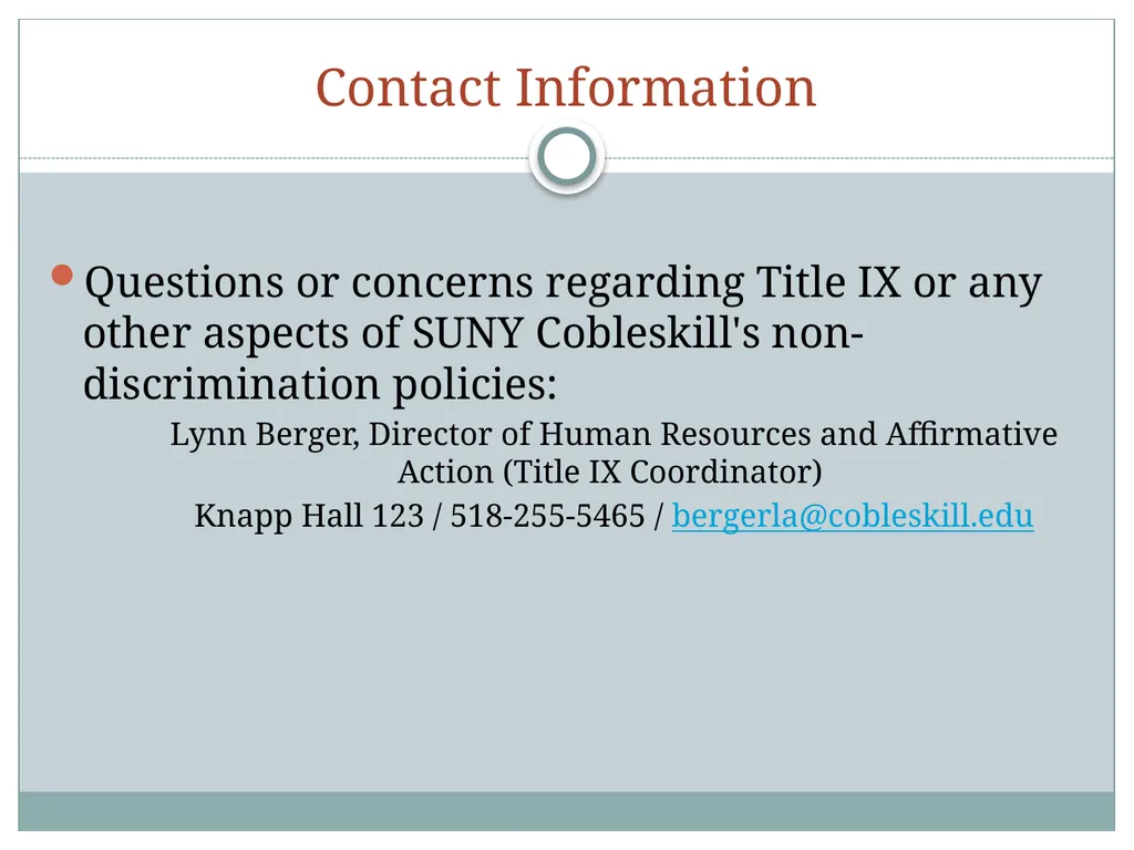Title IX training for SUNY Cobleskill Student - slide 36 of 36