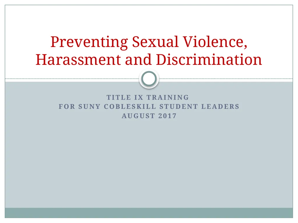 Title IX training for SUNY Cobleskill Student - slide 1 of 36