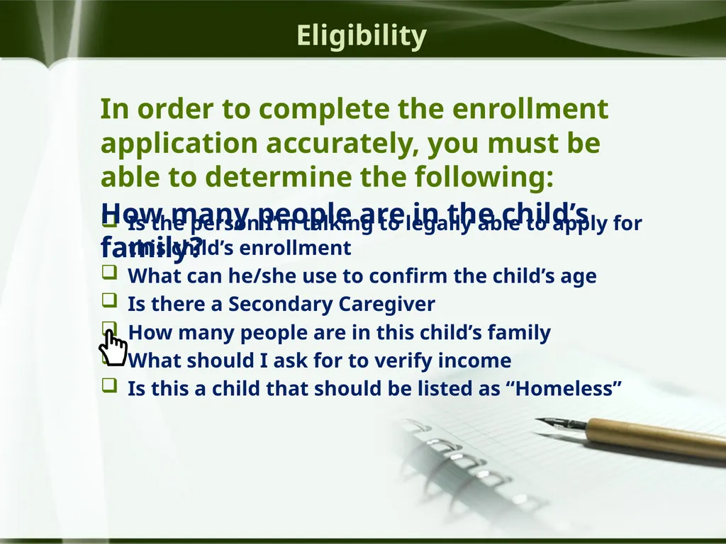 Head Start ERSEA Training 2026-27 Eligibility - slide 40 of 103