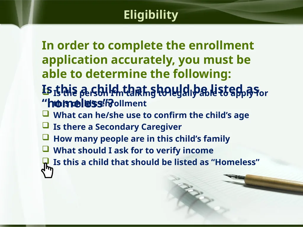 Head Start ERSEA Training 2026-27 Eligibility - slide 84 of 103