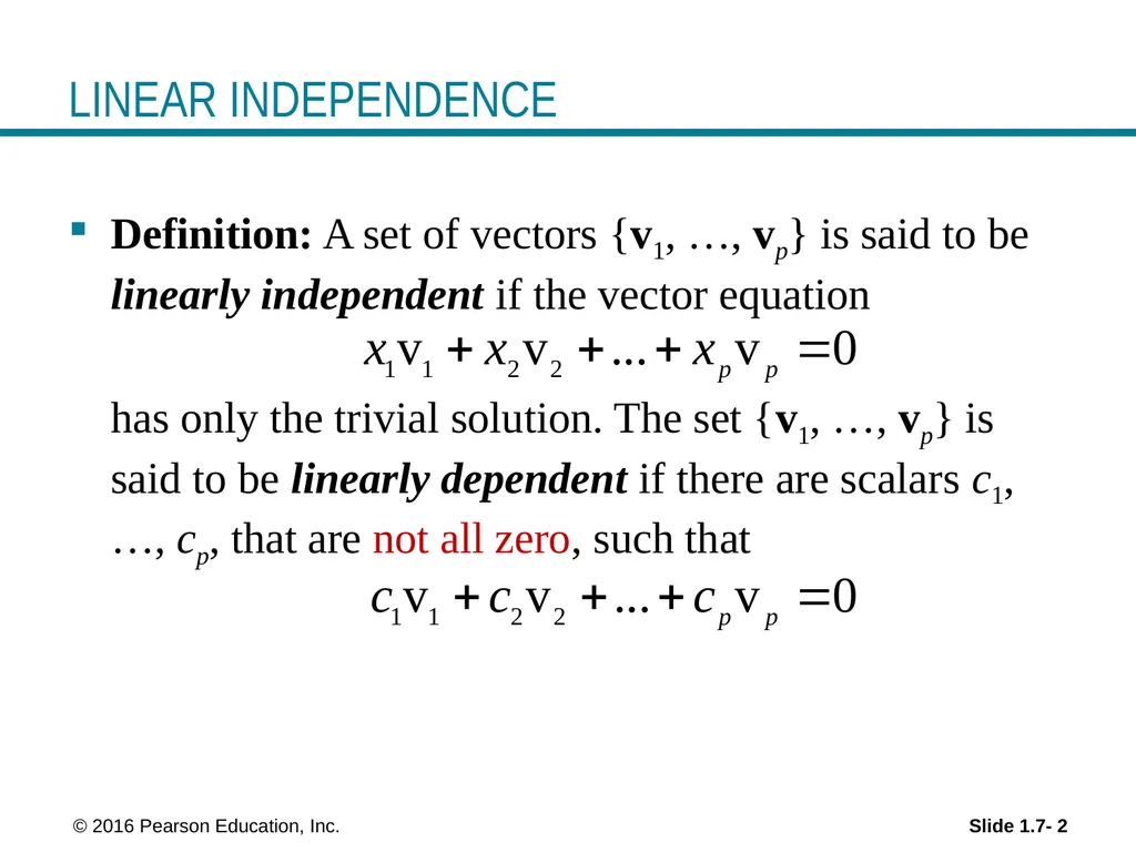 © 2016 Pearson Education, Inc. Linear Equations in - slide 2 of 20