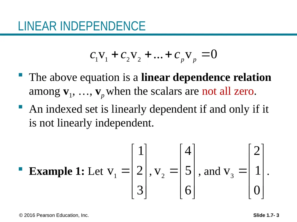 © 2016 Pearson Education, Inc. Linear Equations in - slide 3 of 20