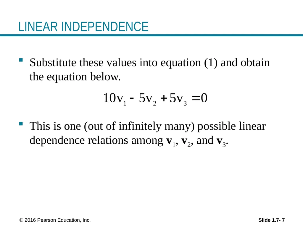© 2016 Pearson Education, Inc. Linear Equations in - slide 7 of 20