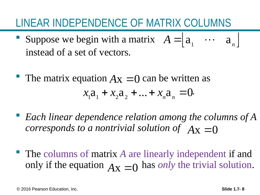 © 2016 Pearson Education, Inc. Linear Equations in - slide 8 of 20