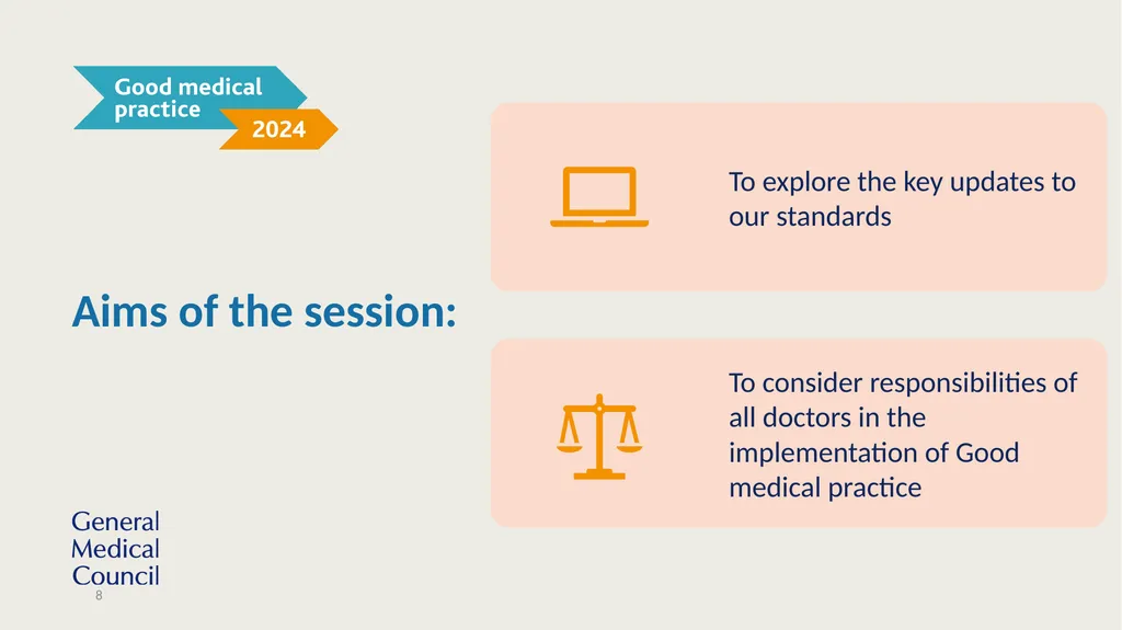 Implementing Good medical practice 2024 - slide 8 of 39
