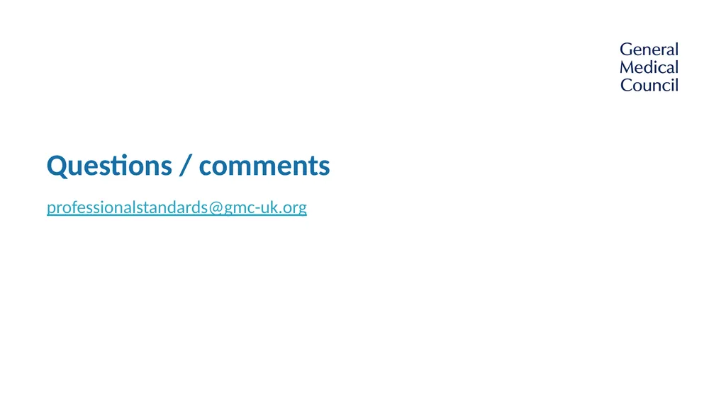 Implementing Good medical practice 2024 - slide 36 of 39