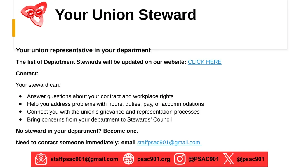 PSAC 901 Member Orientation The Union of Graduate - slide 10 of 14