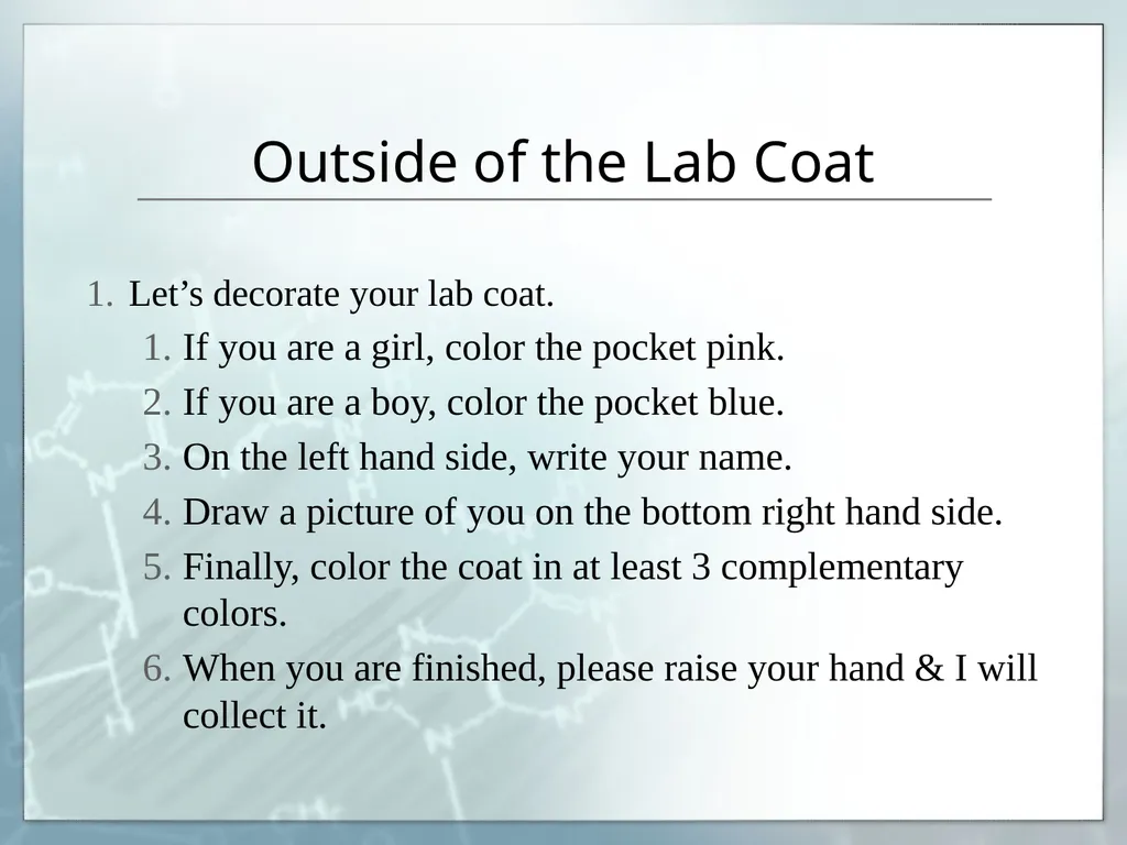 My Own Lab Coat A getting to know you activity - slide 4 of 4