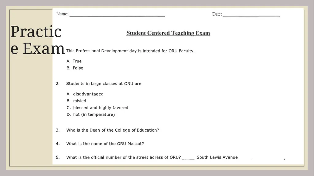 Student-Centered Teaching in Large Classes ORU - slide 13 of 15