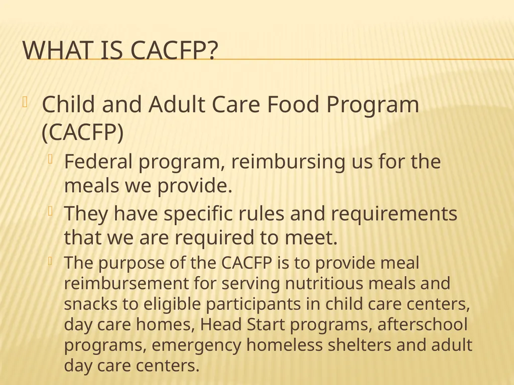 CACFP Child Care Center STAFF Training Civil - slide 2 of 32