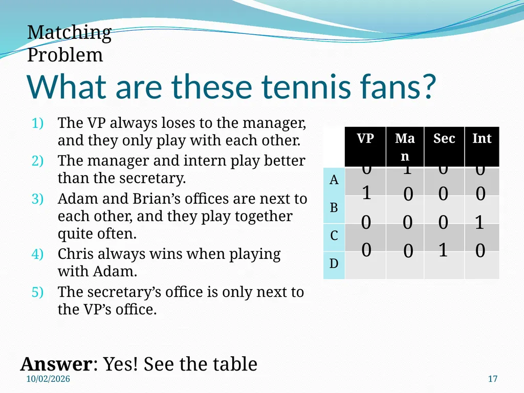 Logic Puzzles What can we learn from them? - slide 17 of 46