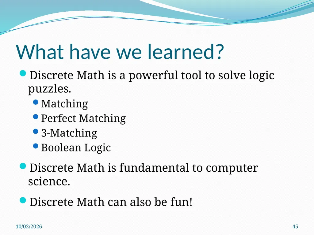 Logic Puzzles What can we learn from them? - slide 45 of 46