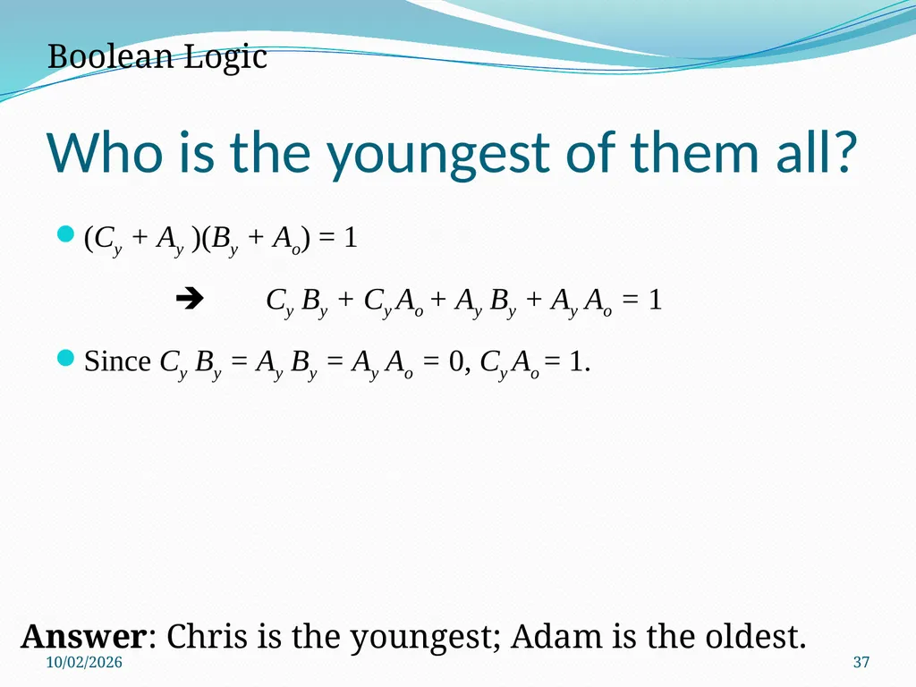 Logic Puzzles What can we learn from them? - slide 37 of 46