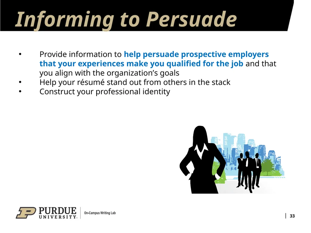 Developing Your Résumé 1 Overview of Sections 2 - slide 33 of 53