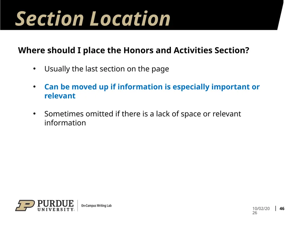 Developing Your Résumé 1 Overview of Sections 2 - slide 46 of 53