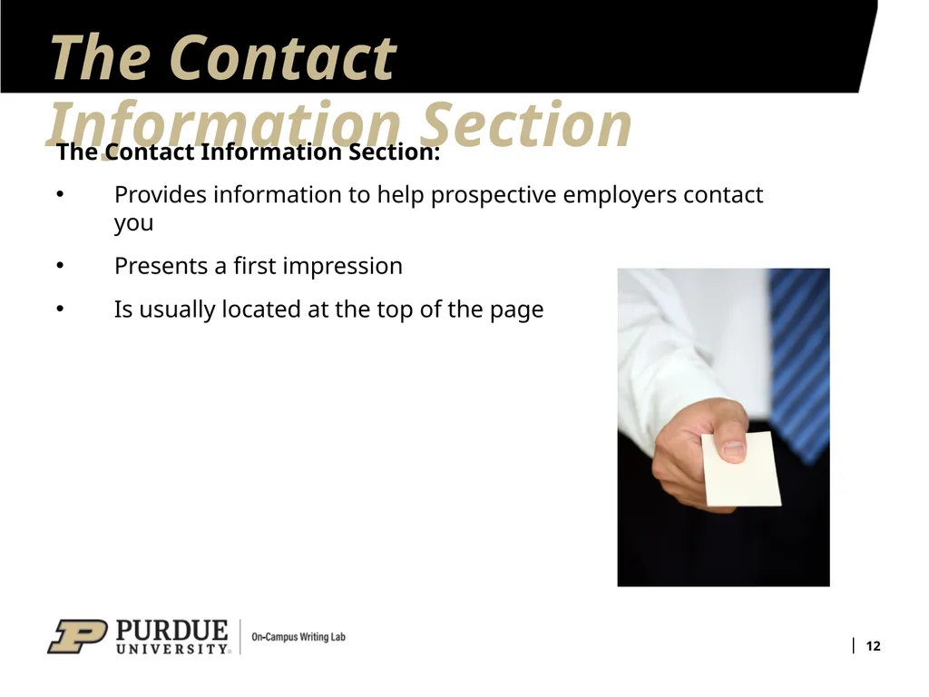 Developing Your Résumé 1 Overview of Sections 2 - slide 12 of 53