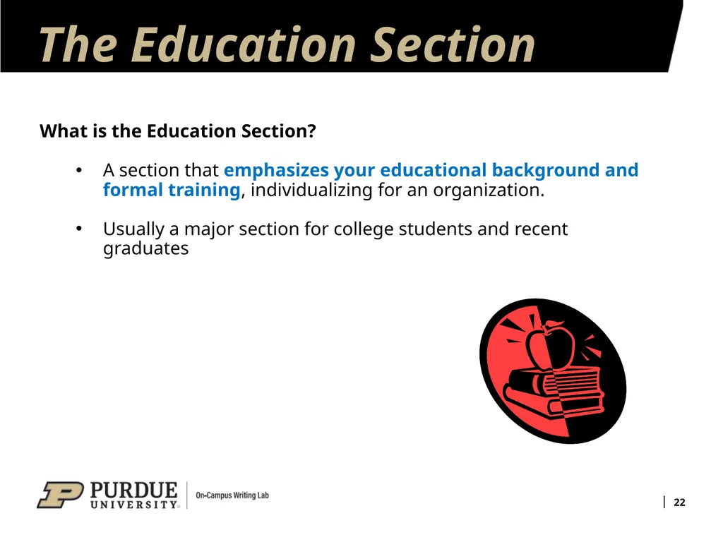 Developing Your Résumé 1 Overview of Sections 2 - slide 22 of 53