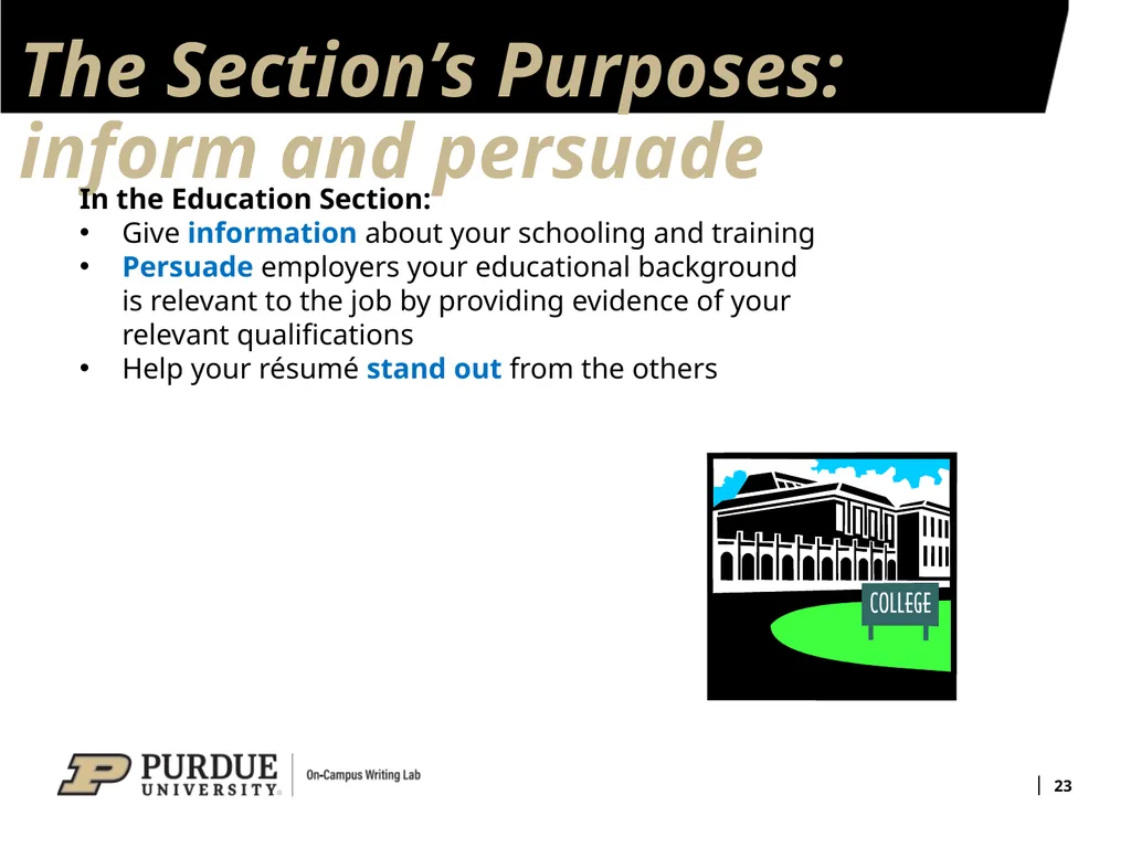 Developing Your Résumé 1 Overview of Sections 2 - slide 23 of 53