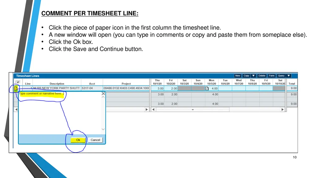 SUB EMPLOYEE TIMEKEEPING TRAINING DOCUMENT FOR: - slide 10 of 30