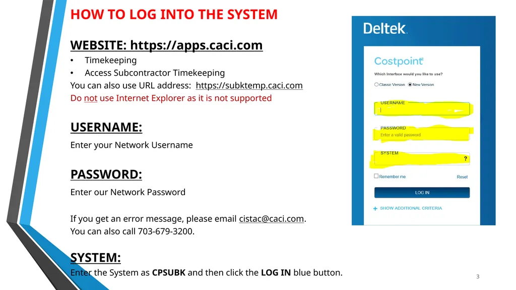 SUB EMPLOYEE TIMEKEEPING TRAINING DOCUMENT FOR: - slide 3 of 39