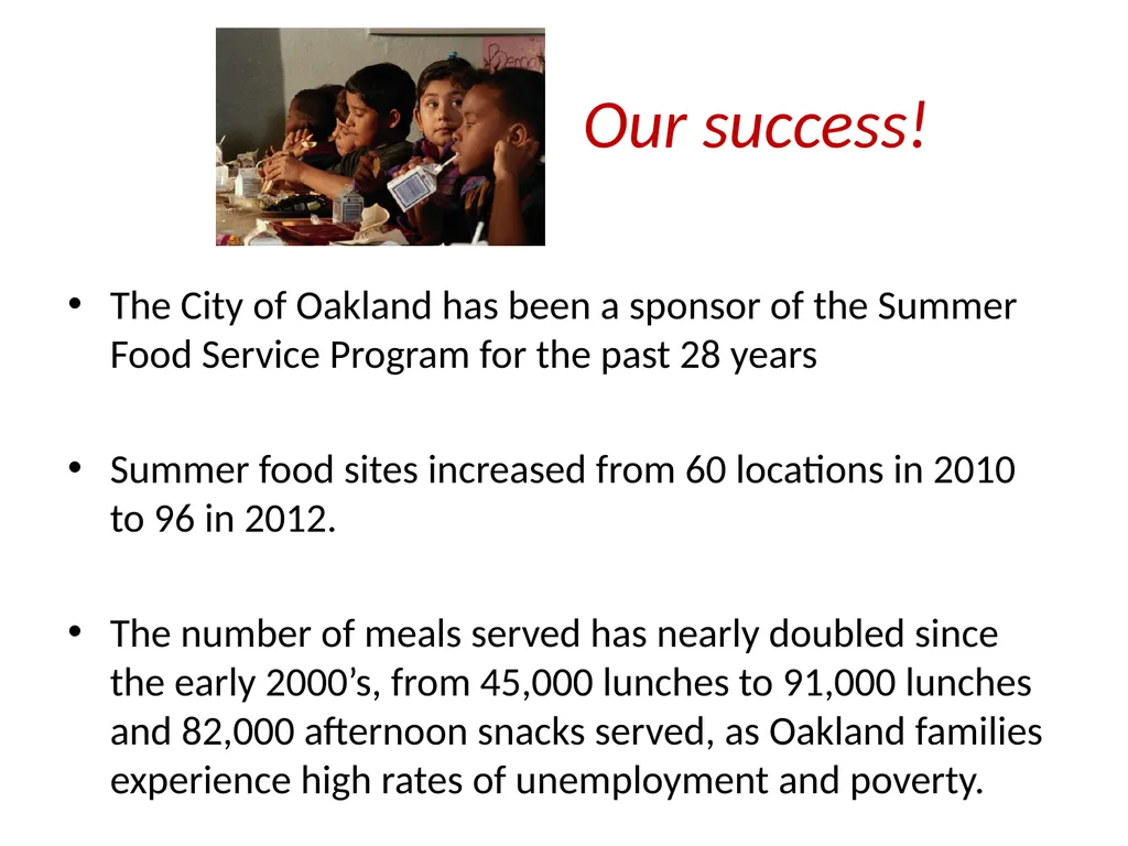 Oakland Summer Food Service Program Carmela Chase - slide 3 of 8