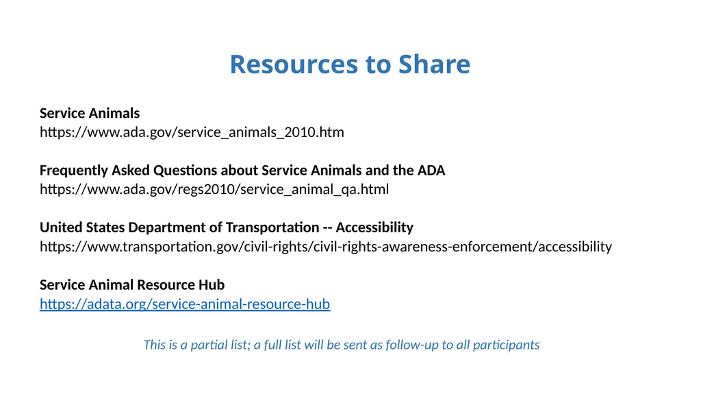 Service Animals, the Americans with Disabilities - slide 19 of 19