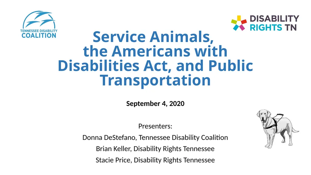 Service Animals, the Americans with Disabilities - slide 1 of 19