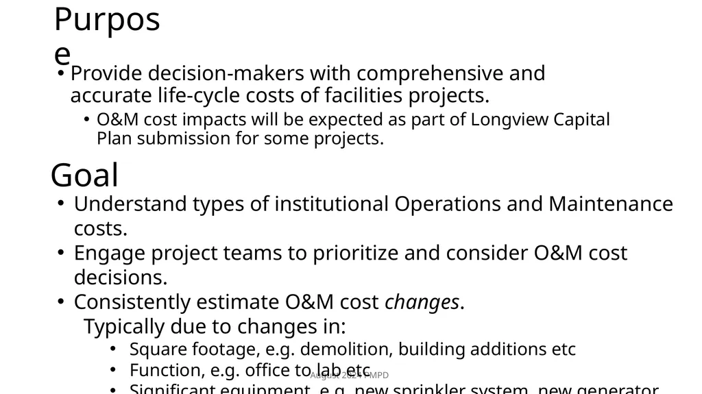 Estimating Operation and Maintenance (O&M) cost - slide 3 of 30