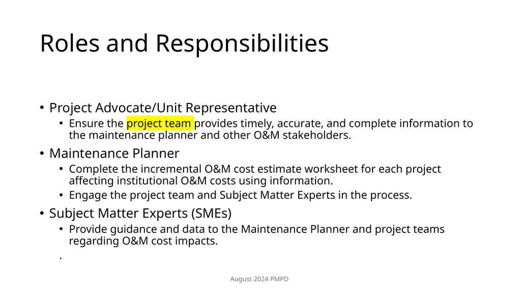 Estimating Operation and Maintenance (O&M) cost - slide 10 of 30