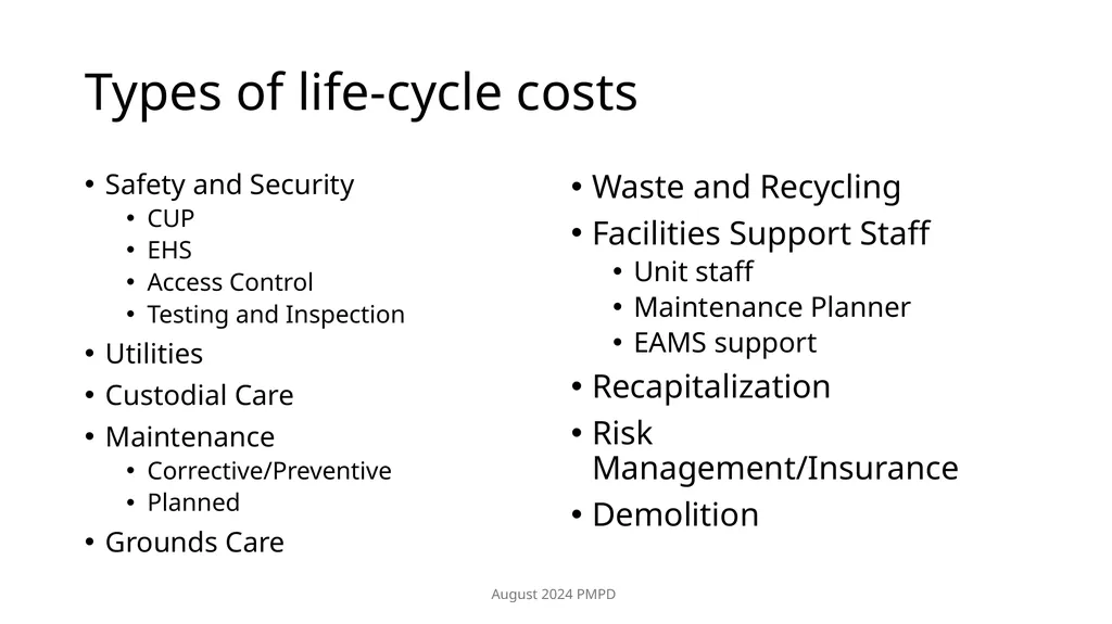 Estimating Operation and Maintenance (O&M) cost - slide 7 of 30