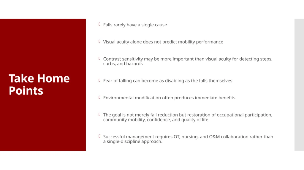 Fall Prevention and Management for Individuals - slide 12 of 12