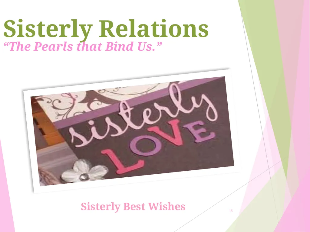 Sisterly Relations “The Pearls that Bind Us.” Your - slide 15 of 16