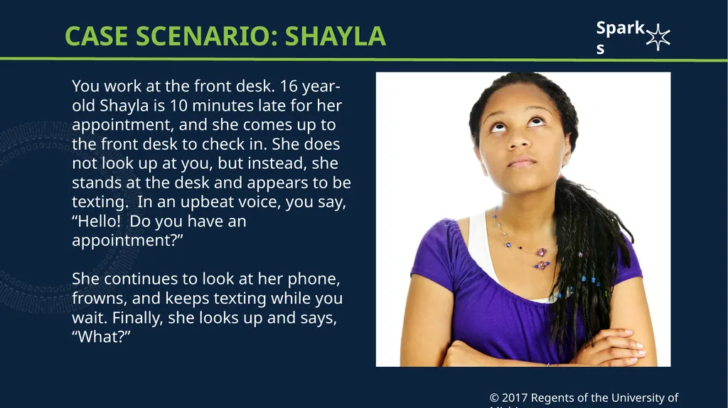 Adolescent brain development Case Scenario: Shayla - slide 2 of 12