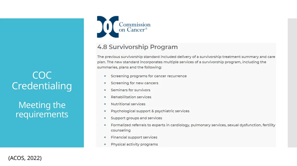 Initiating a Survivorship Program Megan Lanigan, - slide 7 of 22