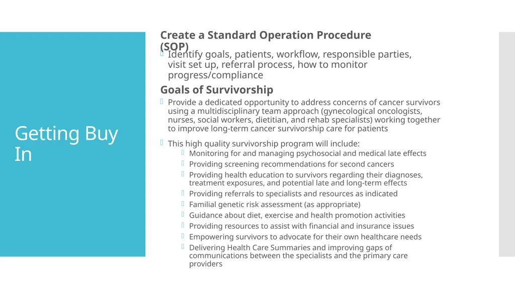 Initiating a Survivorship Program Megan Lanigan, - slide 9 of 22