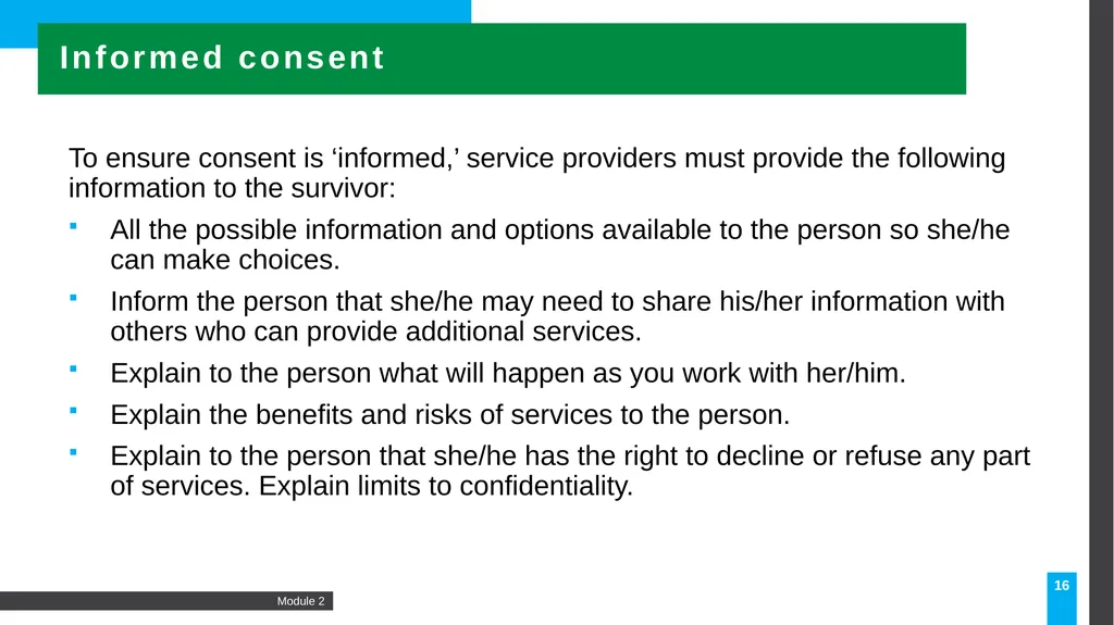 Caring for survivors: A principled approach 2 - slide 16 of 23