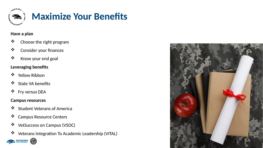 Maximizing Survivors’ and Dependents’ Education - slide 14 of 15