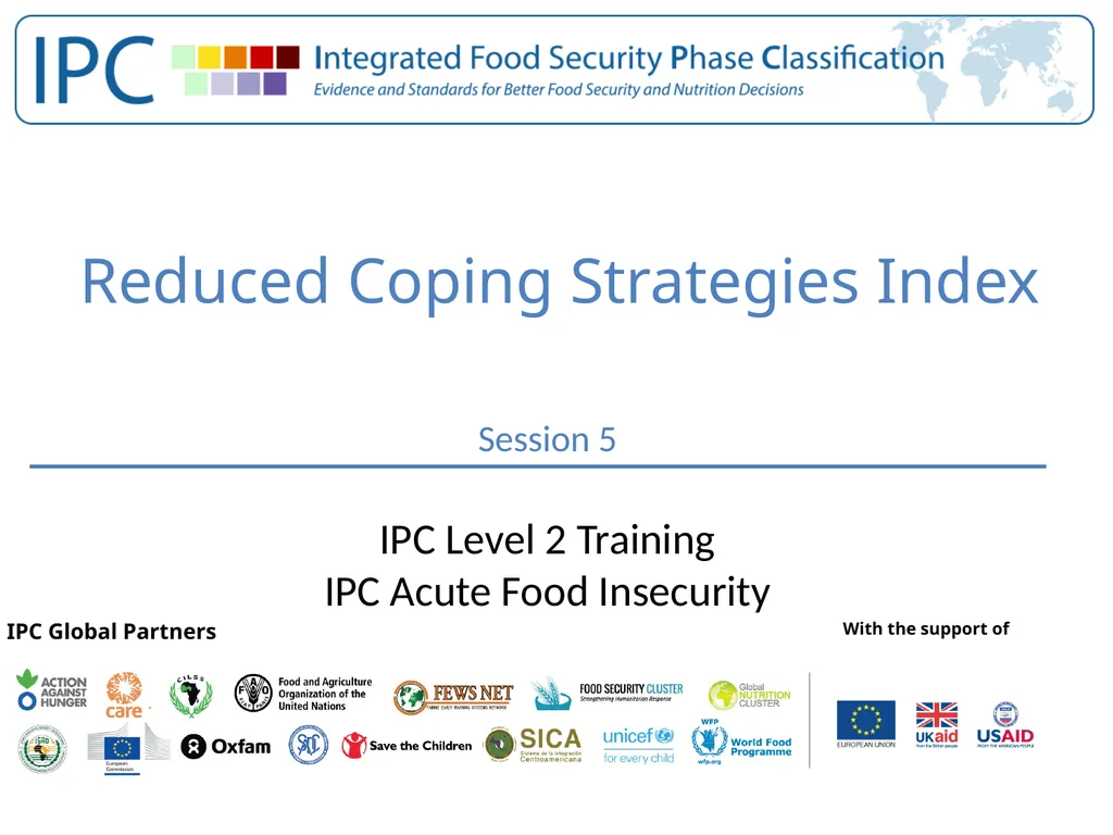 Reduced Coping Strategies Index IPC Global - slide 1 of 9
