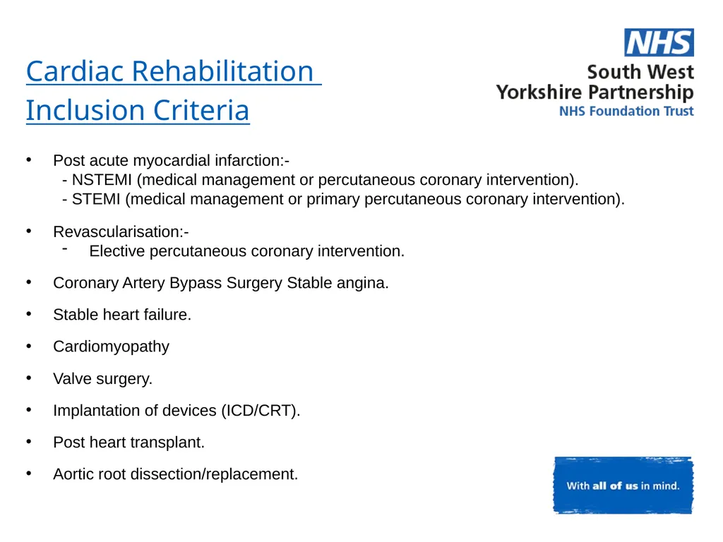 Cardiac and Pulmonary Rehabilitation Service - slide 3 of 12
